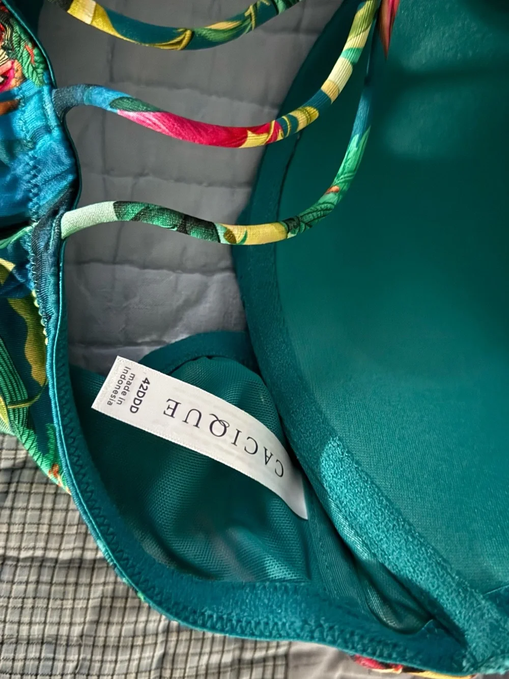 Cacique Teal Floral Lace Underwire Bra
